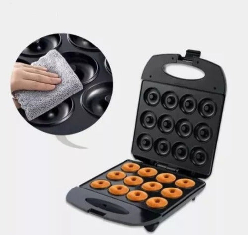 Maquina Mini Donas Sokany 12 Unidades Color Negro