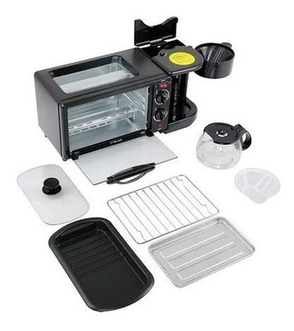 Máquina Para Hacer Desayuno 3 En 1 Horno Cafetera Sarten