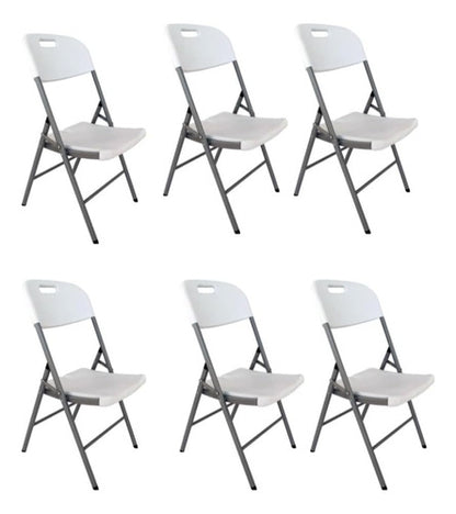Silla de jardín KICMX Silla plegable de plastico KIC-CH56 color blanco 6 cuerpos 84cm x 46cm x 56cm - pack de 6 unidades