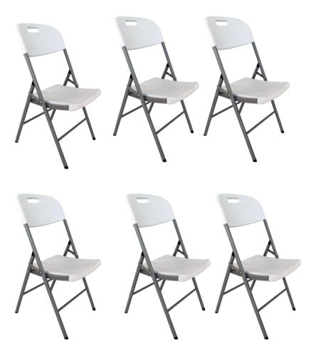 Silla de jardín KICMX Silla plegable de plastico KIC-CH56 color blanco 6 cuerpos 84cm x 46cm x 56cm - pack de 6 unidades