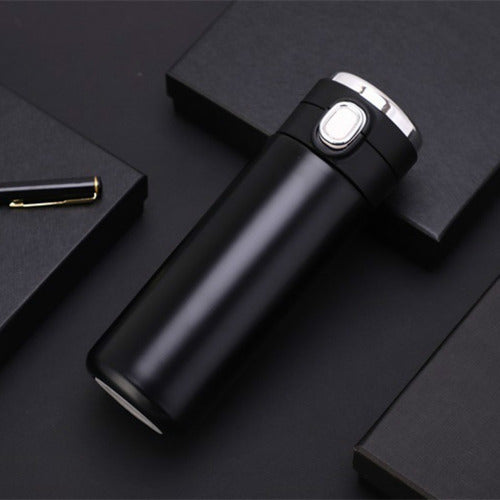 Termo Digital Abre Facil Botella De Agua Inteligente Led 450 Color Negro