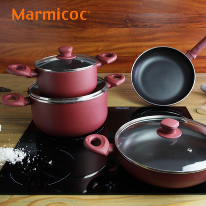 Batería De Cocina Marmicoc Spring Granate Set 7 Piezas