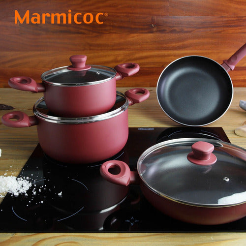 Batería De Cocina Marmicoc Spring Granate Set 7 Piezas