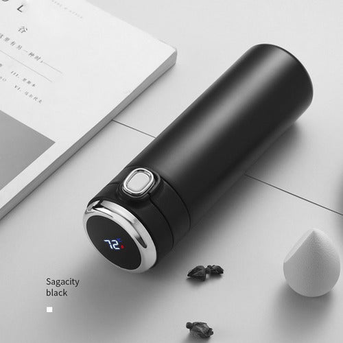 Termo Digital Abre Facil Botella De Agua Inteligente Led 450 Color Negro
