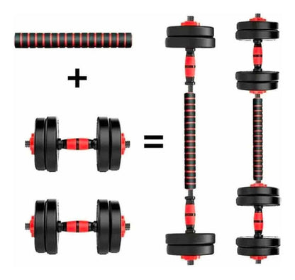 Set De Mancuernas Unibles De 20kg Con Barra De Extensión.