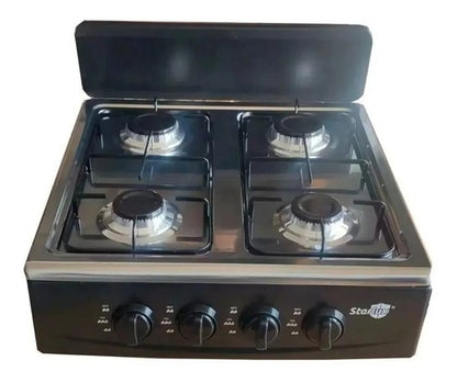 Cocina A Gas Encimera 4 Platos 4 Quemadores Portátil Hogar Color Negro