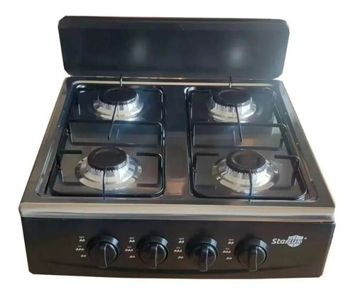 Cocina A Gas Encimera 4 Platos 4 Quemadores Portátil Hogar Color Negro