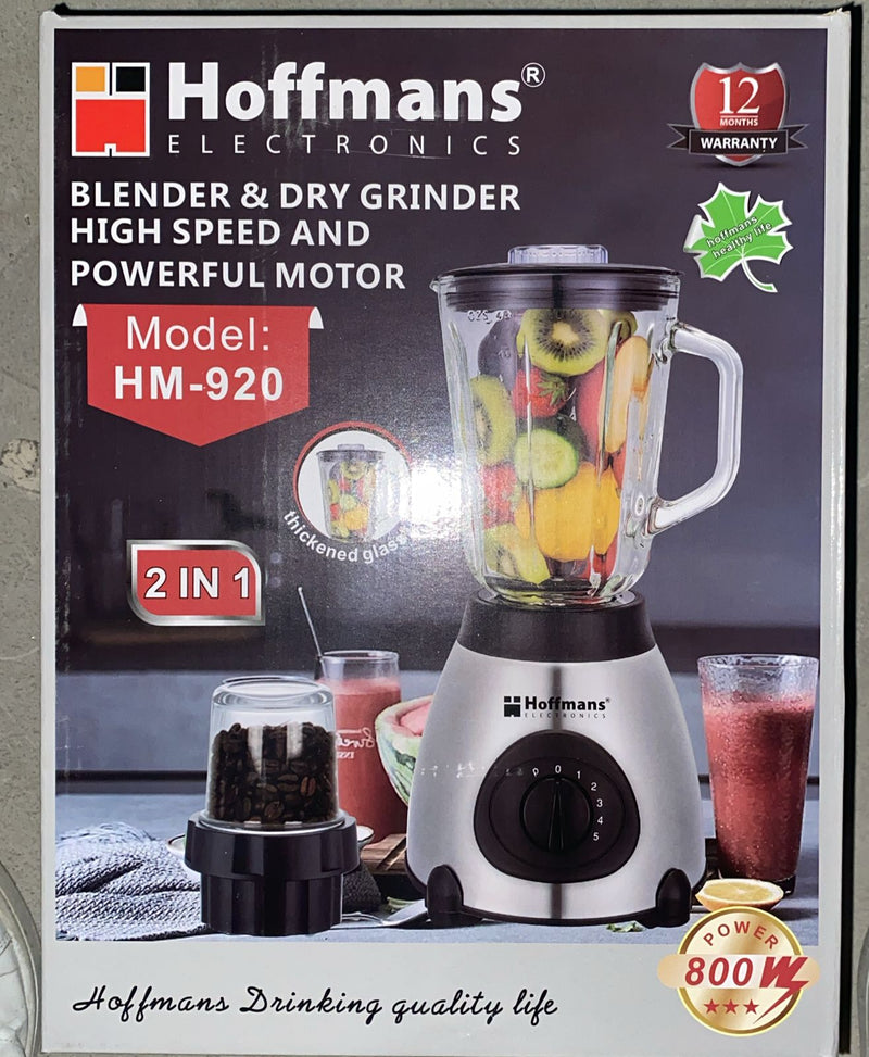 Licuadora o JUGUERA 5 Velocidades + Vaso de vidrio con su Pica todo Marca Hoffmans
