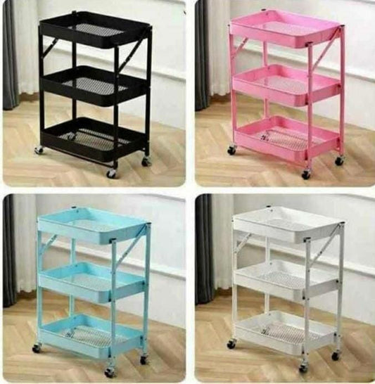 Carrito Organizador Rosado Negro Blanco y Celeste