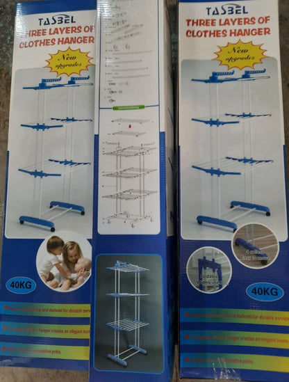 Tendederos Plegables de Tres Niveles con Rueda