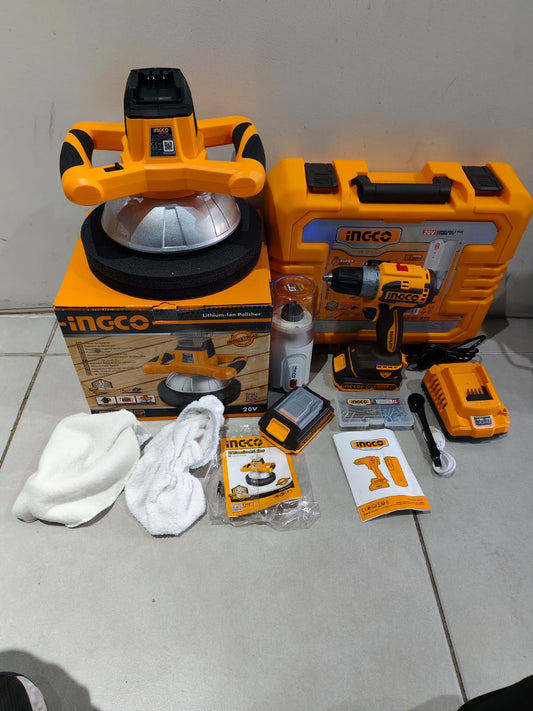 Kit de 3 herramientas Pulidora Inalámbrica de 20 voltios taladro inalámbrico y mini molino de café