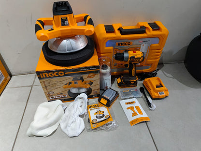 Kit de 3 herramientas Pulidora Inalámbrica de 20 voltios taladro inalámbrico y mini molino de café