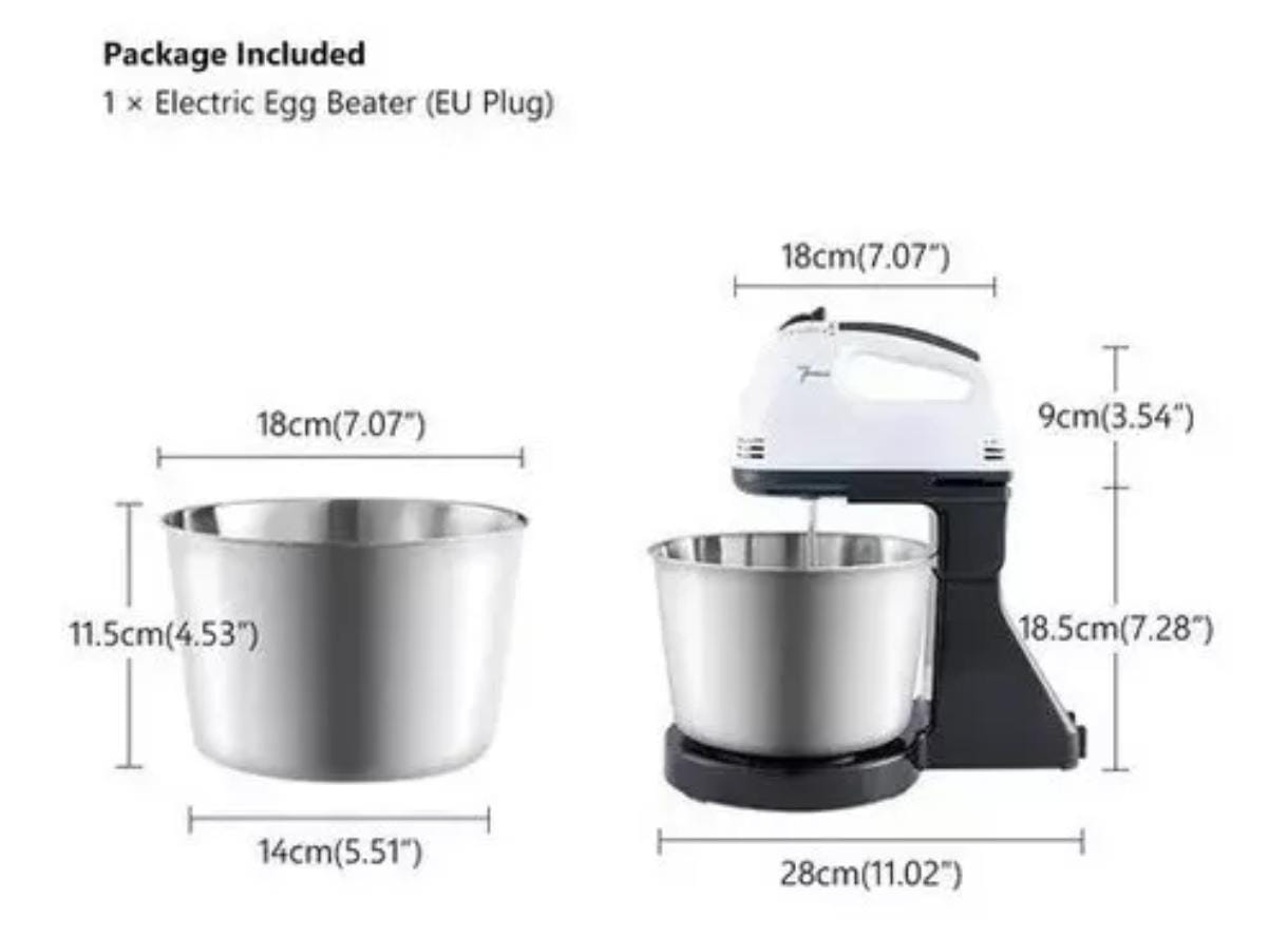 Batidora Pedestal 200w 7 Velocidades Cocina Repostería Color Negro