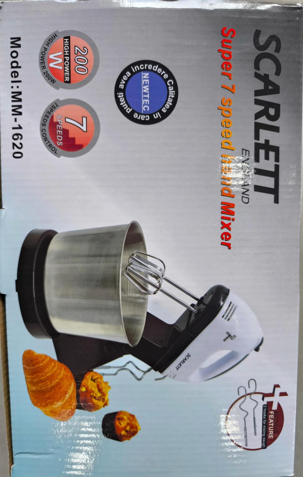 Batidora Pedestal 200w 7 Velocidades Cocina Repostería Color Negro