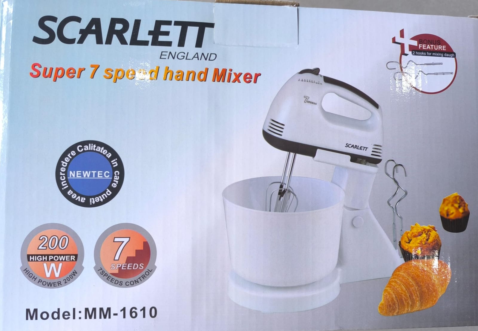 Batidora Pedestal 200w 7 Velocidades Cocina Repostería Color Negro